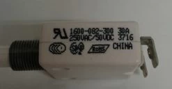 1600-082-300 Push To Reset Circuit Breaker, 30 Amp, White Button, Bent Screw Terminals