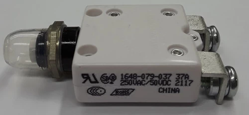 1648-079-037 Push To Reset 37 Amp Circuit Breaker, 15/32 Metal Bushing With Step