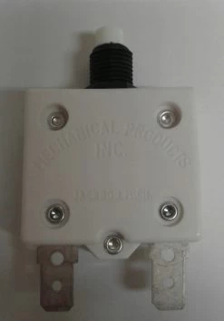 1680-037-070 Push To Reset 7 Amp Circuit Breaker, 3/8-27 Bushing, Spade Terminals, White Button