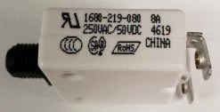 1680-219-080 Push To Reset 8 Amp Circuit Breaker, Mechanical Products, Black Button, Screw Terminals