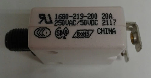 1680-219-200 Mechanical Products Push To Reset 20 Amp Circuit Breaker, Screw Terminals, Black Button