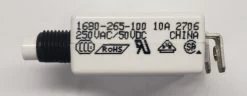 1680-265-100 Push To Reset 10 Amp Circuit Breaker, Screw Terminals
