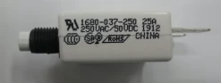 1680-037-250 Push To Reset 25 Amp Circuit Breaker, 3/8-27 Bushing, Spade Terminals, White Button