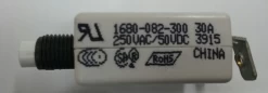 1680-082-300 Push To Reset 30 Amp Circuit Breaker, 3/8-27 Bushing, Screw Terminals, White Button