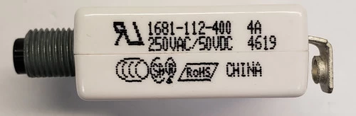 1681-112-400 Push To Reset Circuit Breaker, 4 Amps, Bent Screw Terminals