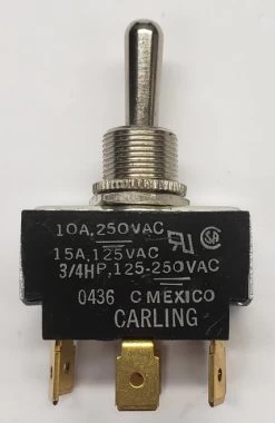 6GM5M-73 Carling Double Pole Momentary Toggle Switch, Center Off, Spade Terminals