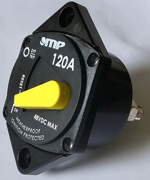 875-P1-120-2 Heavy Duty Marine Grade 120 Amp Circuit Breaker, Switchable Bar Arm