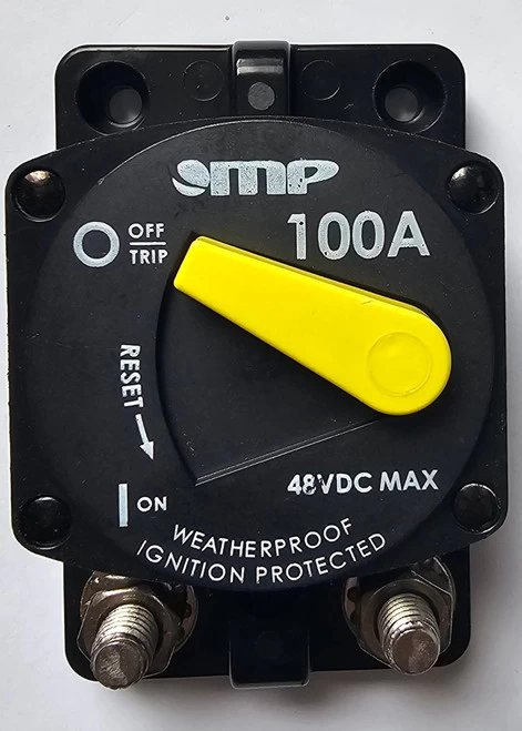 875-S1-100-2 Heavy Duty Marine Grade Surface Mount 100 Amp Circuit Breaker, Switchable Bar Arm