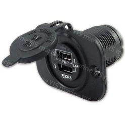 Marine Grade Dual Port USB Charger, LED Indicator, Water Resistant, AS234, Upgraded 3.4 Amps