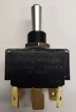 LT-2561-640-012-XAS1 Carling On-Off-On Blue Lit Tip DPDT Toggle Switch, Lit Blue Only In On Positions