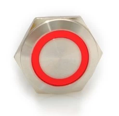 DH221NBSRZ110 22 Mm Anti Vandal Sealed Momentary Push Button Switch, 110 Volt Red Illumination