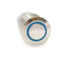 CH2LESB110S 16 Mm Anti Vandal Sealed Latching Push Button Switch, 110 Volt Blue Lit Ring