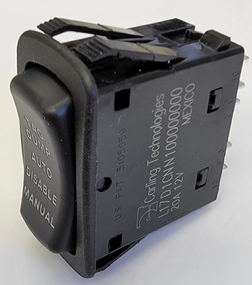 L17D1CNN1 Tag Dump Carling On-Off-(On) Single Pole Rocker Switch, 2 Ind Amber LEDs, Tag Dump Cap