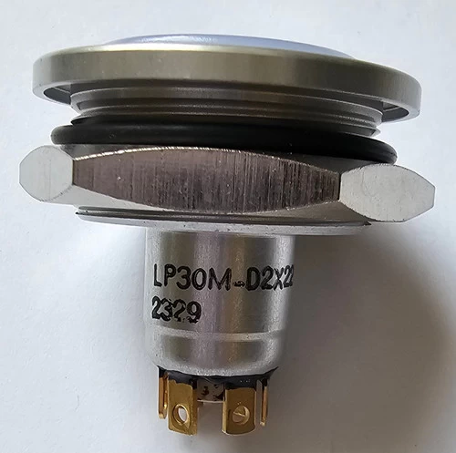 Otto Sealed Illuminated Power Dome Push Button, SPDT, 12 Volt White LED, Power Icon, Silver Case - Image 2