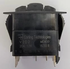 V2D2U66B Carling V Series Momentary On-Off Rocker Switch, 2 Independent Lamps