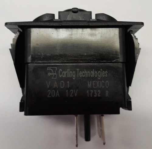 VAD1S00B Double Pole On-Off Carling Rocker Switch, V Series, No Lamps, Spade Terminals - Image 2
