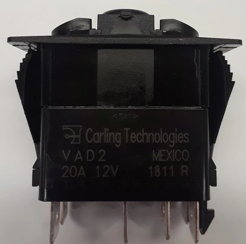 VAD2Y66B V Series DP On-Off Rocker Switch, Carling, 2 Ind Incandescent Lamps - Image 2