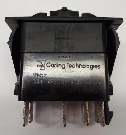 VBD2YN6B Carling V Series Momentary On-Off Rocker Switch, 1 Amber Led, 1 Incandescent Lamp - Image 2
