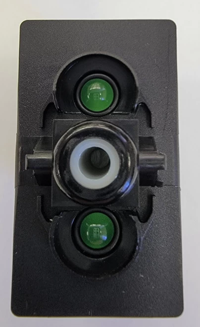 VLD2YHHB Carling V Series Double Pole Double Momentary Rocker Switch, 2 Green Leds - Image 2