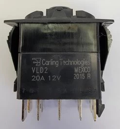 VLD2YHHB Carling V Series Double Pole Double Momentary Rocker Switch, 2 Green Leds