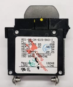 AO1-B0-34-615-5N3-I Carling Single Pole Marine Grade 15 Amp Rocker Type Circuit Breaker
