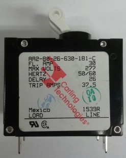 AA2-B0-26-630-1B1-C Carling 30 Amp Double Pole Circuit Breaker, Spade Terminals