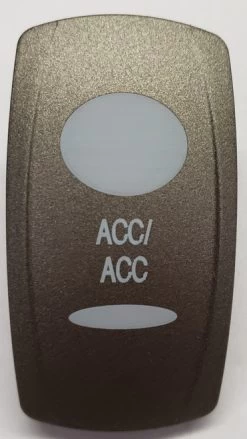 Accessory Rocker Switch Cap, Pewter With 2 White Lens, ACC/ACC Icon, Carling V Series