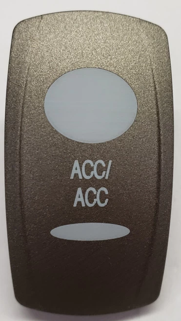Accessory Rocker Switch Cap, Pewter With 2 White Lens, ACC/ACC Icon, Carling V Series
