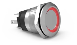 AV1-1A211A-R00 19 Mm Momentary Anti Vandal, Red Ring Illumination