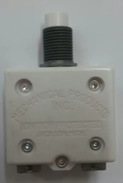 1600-055-150 Push To Reset Circuit Breaker, 15 Amp, White Button, Bent Screw Terminals