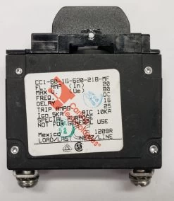 CC1-B0-16-620-21B-MF Carling Single Pole 20 Amp Circuit Breaker, Rocker Type, Spade Terminals