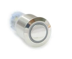 CH2LESW110S 16 Mm Anti Vandal Sealed Latching Push Button Switch, 110 Volt White Lit Ring