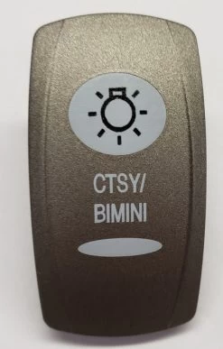 Pewter Courtesy Bimini Carling V Series Rocker Switch Cap, Pewter With 2 White Lens, Ctsy Light Symbol