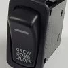 Crew Dome On Off Carling Rocker Switch, DPDT, On-Off-On, Two 24V Red LEDs, 15A,