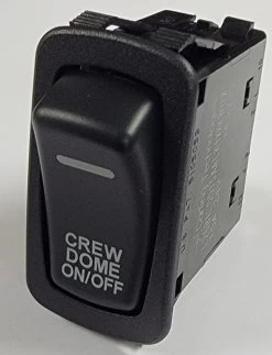 Crew Dome On Off Carling Rocker Switch, DPDT, On-Off-On, Two 24V Red LEDs, 15A,