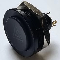 Otto Sealed Illuminated Concave Dome Push Button, Normally Open, 12 Volt Red LED, Hazard Icon