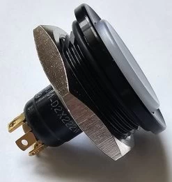 Otto Sealed Illuminated Dome Push Button, SPDT, 12 Volt White LED, White Button Black Case