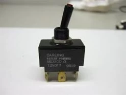 LT-1561-701-012 Carling On-Off-On Red Lit Tip Toggle Switch, Lit In All Positions, Black Bat Handle