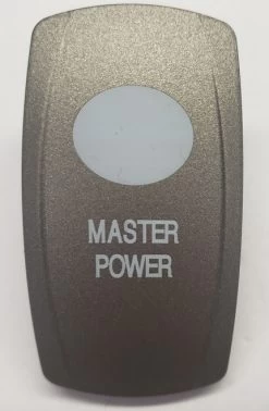 Master Power Rocker Switch Cap, Pewter With 1 White Lens, Master Power Icon, Carling V Series