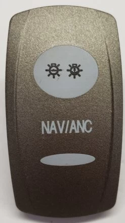 Pewter Nav Anc Carling V Series Rocker Switch Cap, Pewter With 2 White Lens, Nav Anc Symbol
