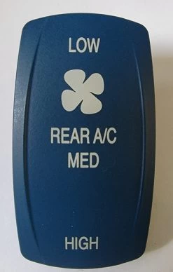 Carling V Series Blue Rocker Switch Rear AC Actuator, Low, Med, High