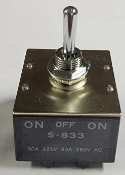 S-833 NKK 30 Amp Box Toggle Switch, 3 Pole On-Off-On, Screw Terminals