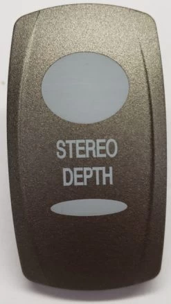 Stereo Depth Rocker Switch Cap, Pewter With 2 White Lens, Stereo Depth Icon, Carling V Series