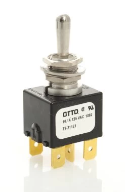 T7-211E1 Otto Water Resistant Double Momentary Toggle Switch, Spring Return To Center Off Position