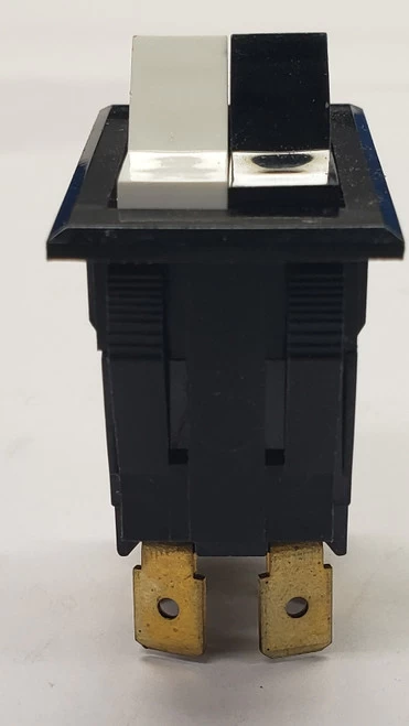 TIGL61-2L-D-WH-BL-NBL Double Rocker Switch, 1 Black Actuator, 1 White, On-On, Spade Terminals