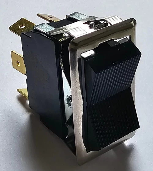 TIGM5M-1L-BL-FN Double Pole, Double Momentary, Spring Return To Center Off Position, Silver Bezel