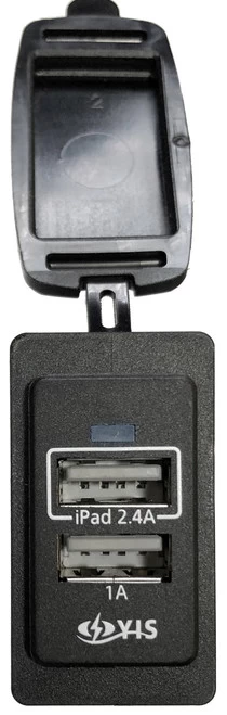 Snap In Panel Mount Marine Grade Dual Port USB Charger, LED Indicator, Water Resistant, As-235, Standard Switch Mounting Hole