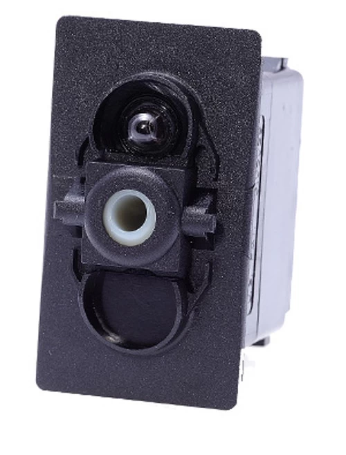VJD1B60B Carling V Series Double Pole Rocker Switch, On-Off-On, One Dependent Lamp, Spade Terminals