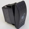V212000B-AZCNU-100 Carling Momentary On-Off Rocker Switch, No Lamps, 0.4VA Rated, Unlock Symbol Imprinted On Cap