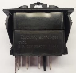 V6D1AN0B Carling V Series Single Pole Rocker Switch, On-Off-On, One Independent Amber Led, Spade Terminals